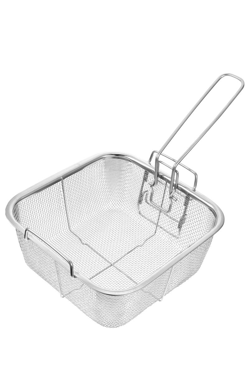 Stainless Steel Deep Fry Basket, 9.5inch Square Wire Fryer Basket for Frying Serving Food, French Chip Frying Basket with Folding Handle for Kitchen Frying (9.5Inch/Square) - Image 1