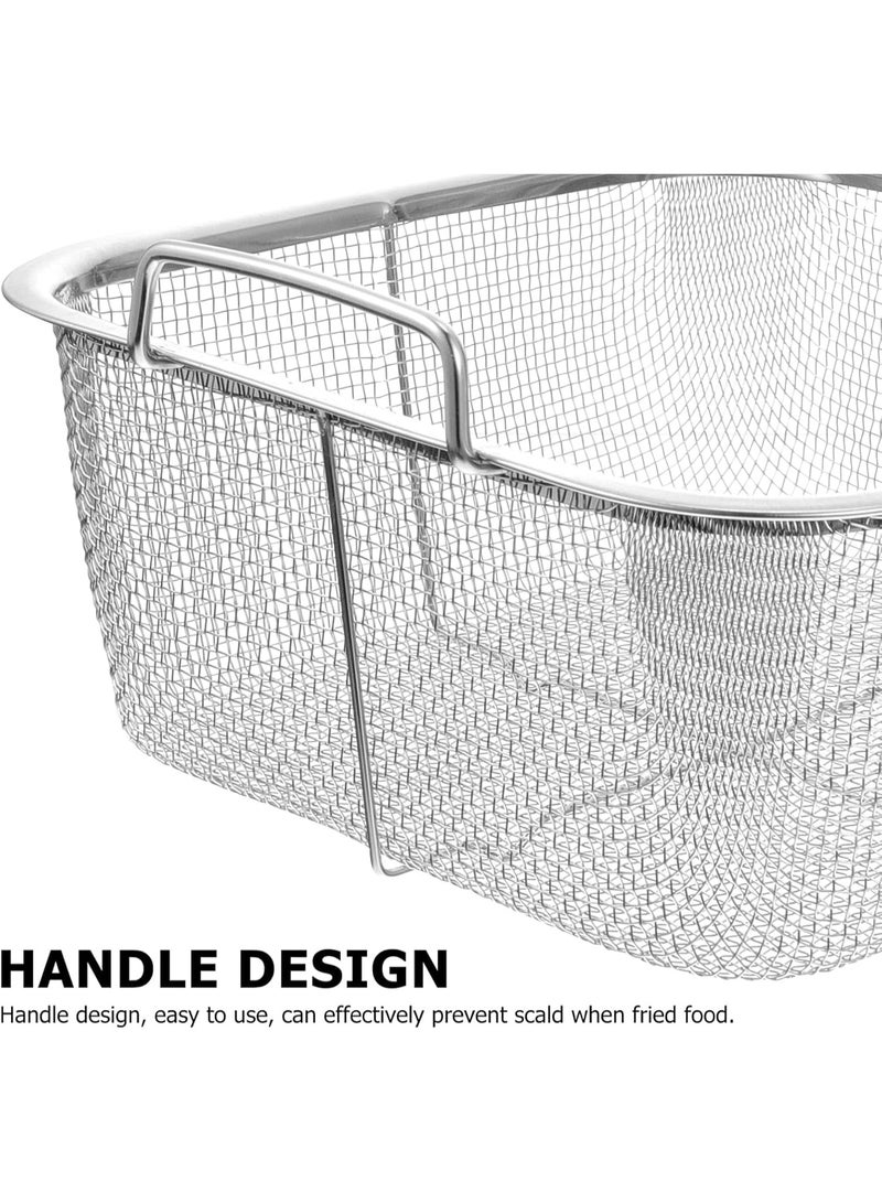 Stainless Steel Deep Fry Basket, 9.5inch Square Wire Fryer Basket for Frying Serving Food, French Chip Frying Basket with Folding Handle for Kitchen Frying (9.5Inch/Square) - Image 5