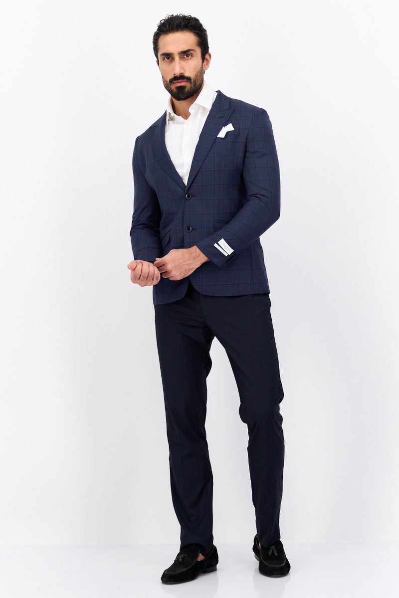 Selected Homme Men Slim Fit Plaid Blazer, Blue - Image 4