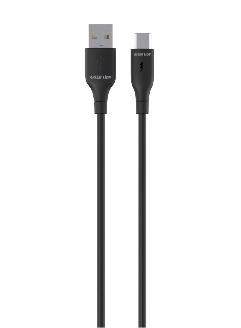 GREEN LION USB-A TO USB-C PVC Cable 30 CM / Secure & Safe / Fast Charging / Durable - Black - Image 1