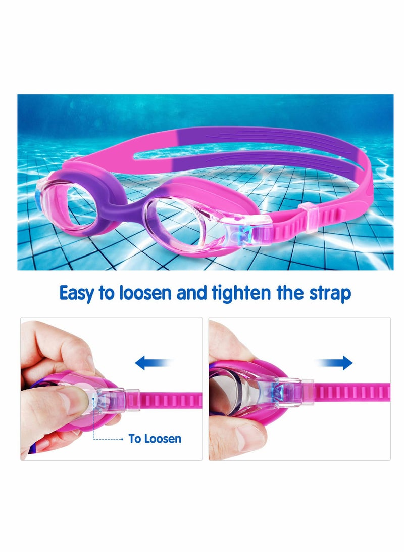 Kids Swim Goggles for Ages 6-14, 2 Pack Adjustable Anti Fog Silicone with UV Protection, Comfortable and Waterproof for Boys and Girls - Image 2