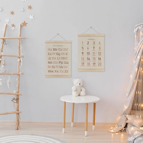 HRQKO Alphabet Numbers Poster Hanger Frame Set of 2, Girls Nursery Wall Decor, ABC Poster Wall Art with Wooden Frames, Burnt Orange Alphabet Banner Wall Hanging Decor for Toddler Playroom,12x16 Inch - Image 4