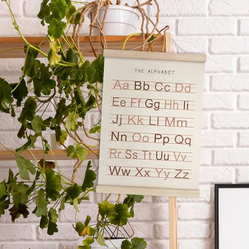 HRQKO Alphabet Numbers Poster Hanger Frame Set of 2, Girls Nursery Wall Decor, ABC Poster Wall Art with Wooden Frames, Burnt Orange Alphabet Banner Wall Hanging Decor for Toddler Playroom,12x16 Inch - Image 3