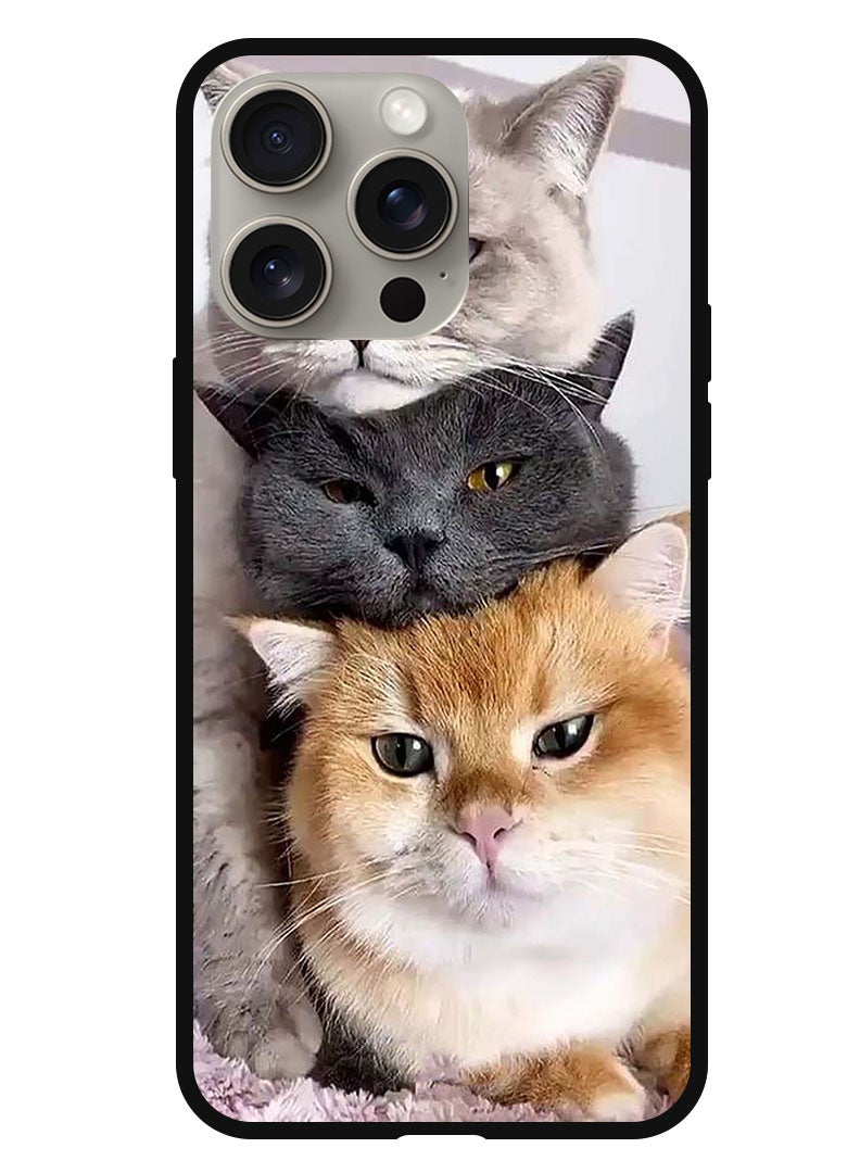 Theodor Protective Case Anti Scratch Shock Proof Bumper Cover For iPhone 15 Pro Max Cats - Image 1