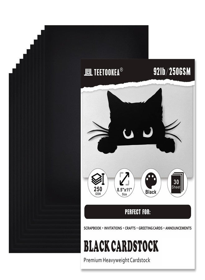 TEETOOKEA 30 Sheets Black Cardstock, 8.5 x 11 Card Stock, 92lb/250gsm Thick Cover Stock, Heavyweight Printer Paper for Invitations, Scrapbooking, Crafting, DIY Projects, Decoration and Drawing - Image 1
