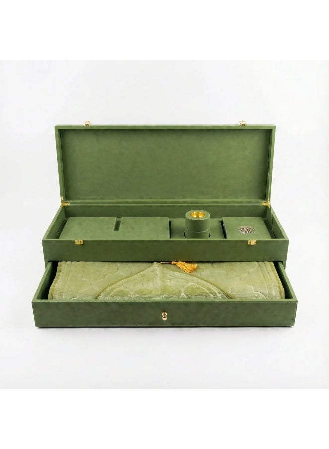 لمسة إبداع لمسة ابداع طقم صلاة جلد فاخر مع القرآن والرحال والمبخر والسجادة - - Image 3