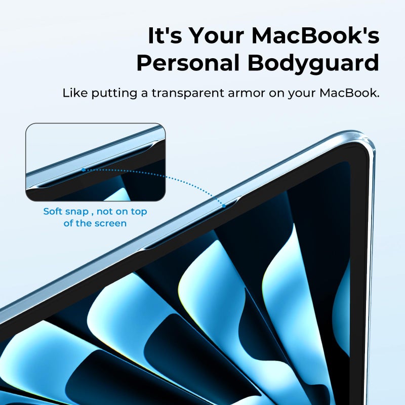 EooCoo Case Compatible with MacBook Air 13 inch M5 2026-2022 M4 M3 M2 A3449 A3240 A3113 A2681, Crystal Hard Shell Scratch Resistant Protective Cover Compatible for MacBook Air 13.6 inch, Sky Blue - Image 2