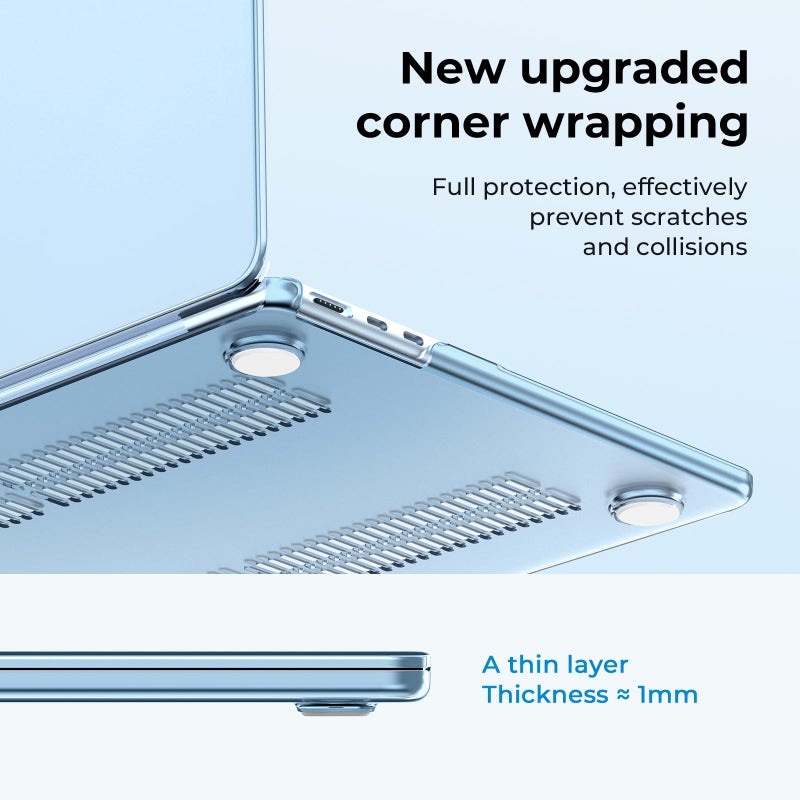 EooCoo Case Compatible with MacBook Air 13 inch M5 2026-2022 M4 M3 M2 A3449 A3240 A3113 A2681, Crystal Hard Shell Scratch Resistant Protective Cover Compatible for MacBook Air 13.6 inch, Sky Blue - Image 5