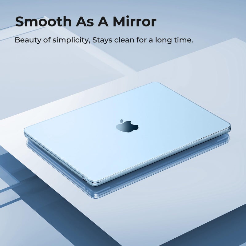 EooCoo Case Compatible with MacBook Air 13 inch M5 2026-2022 M4 M3 M2 A3449 A3240 A3113 A2681, Crystal Hard Shell Scratch Resistant Protective Cover Compatible for MacBook Air 13.6 inch, Sky Blue - Image 4
