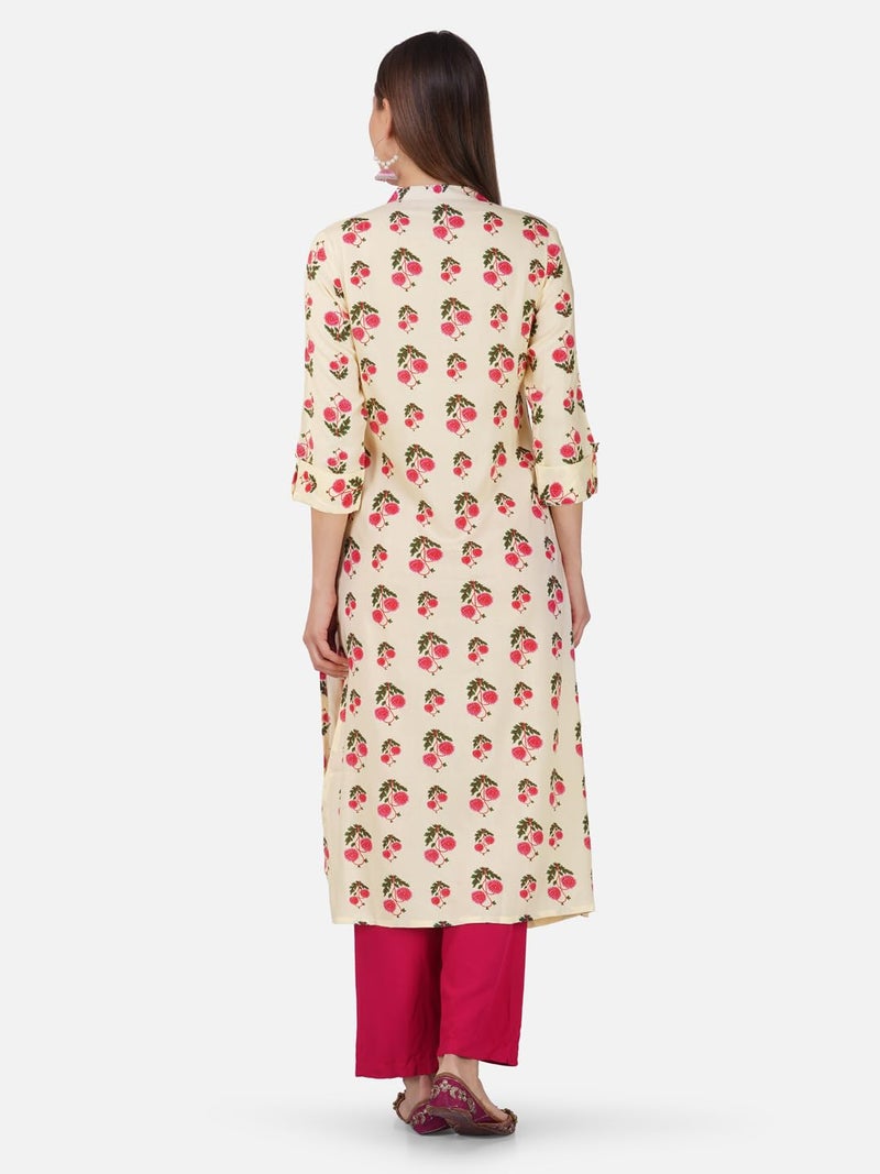 rytras Women's Printed A-Line Kurta(RYT541,Beige,S) - Image 2