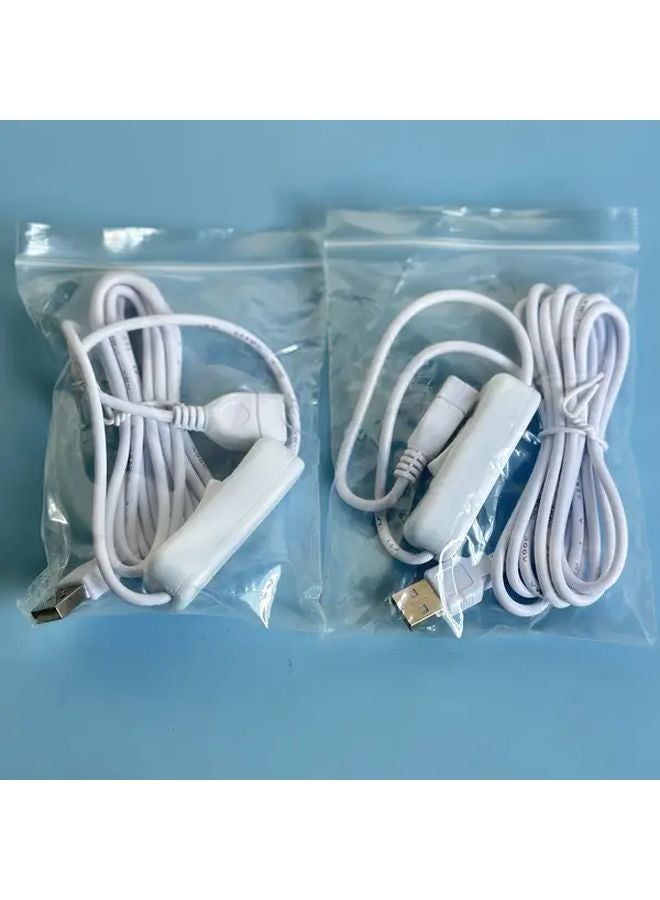 2pcs White USB Extension Cable 2M On Off Switch Male To Female Connector - Image 1