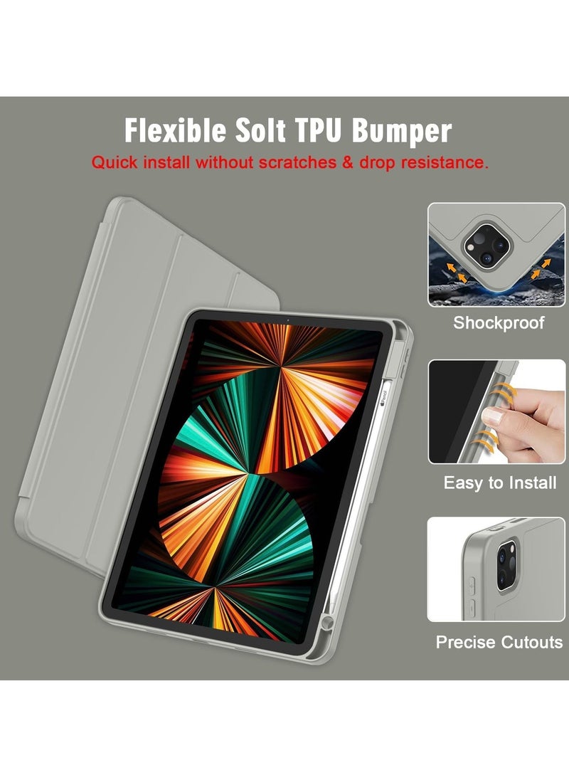 JAJEEK "2024 iPad Pro 12.9 Inch Case (2022/2021/2020, 6th/5th/4th Gen) – Smart Case with Pencil Holder, Touch ID & Auto Wake/Sleep, Auto 2nd Gen Pencil Charging – Smoky Gray" - Image 3