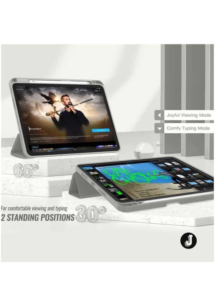 JAJEEK "2024 iPad Pro 12.9 Inch Case (2022/2021/2020, 6th/5th/4th Gen) – Smart Case with Pencil Holder, Touch ID & Auto Wake/Sleep, Auto 2nd Gen Pencil Charging – Smoky Gray" - Image 4