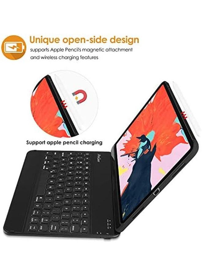 Procases - Keyboard Case For Ipad Pro 12.9 2018 Latest Model [Support Pencil Charging] 360 Degree Rotation Swivel Cover With Wireless Keyboard For Ipad Pro 12.9 3Rd Gen 2019 Black - Image 1
