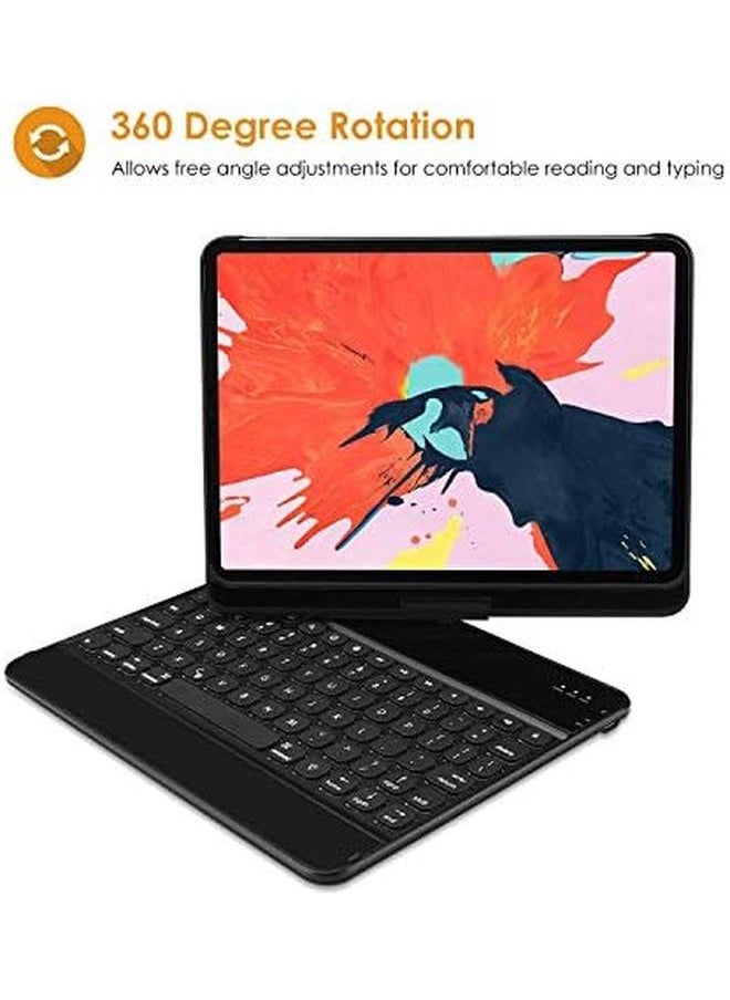 Procases - Keyboard Case For Ipad Pro 12.9 2018 Latest Model [Support Pencil Charging] 360 Degree Rotation Swivel Cover With Wireless Keyboard For Ipad Pro 12.9 3Rd Gen 2019 Black - Image 1