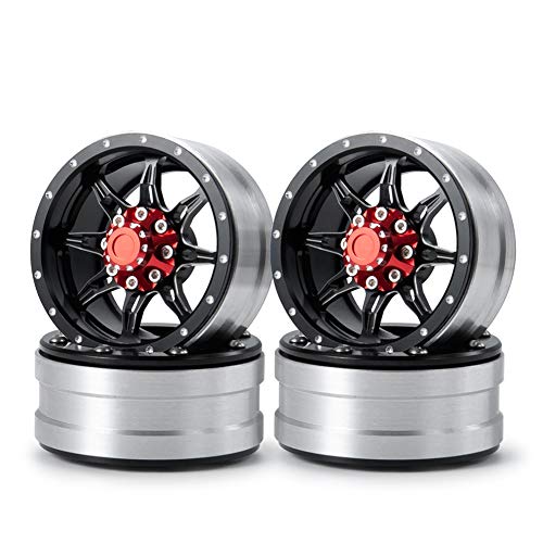 RCHUBAM Alloy 19 Beadlock Wheels Rims for 110 AXIAL SCX10 SCX10 III CC01 D90 Truck Rc Car 4Pcs Black  Red - Image 1
