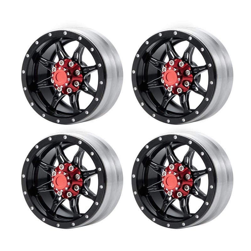 RCHUBAM Alloy 19 Beadlock Wheels Rims for 110 AXIAL SCX10 SCX10 III CC01 D90 Truck Rc Car 4Pcs Black  Red - Image 3