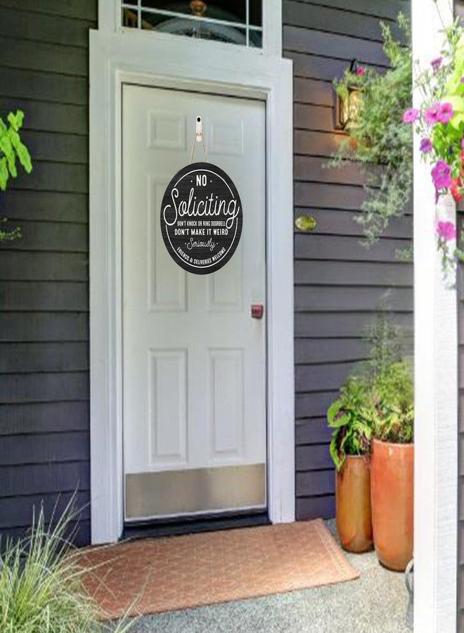 ZHYEEDAA 12 inches in diameter Wooden No Soliciting Sign for House with String,Large No Soliciting Sign for Front Door,house decor,Home and Front Door Visible Signage,Nice style, Polite but Firmly Direct Wording - Image 5