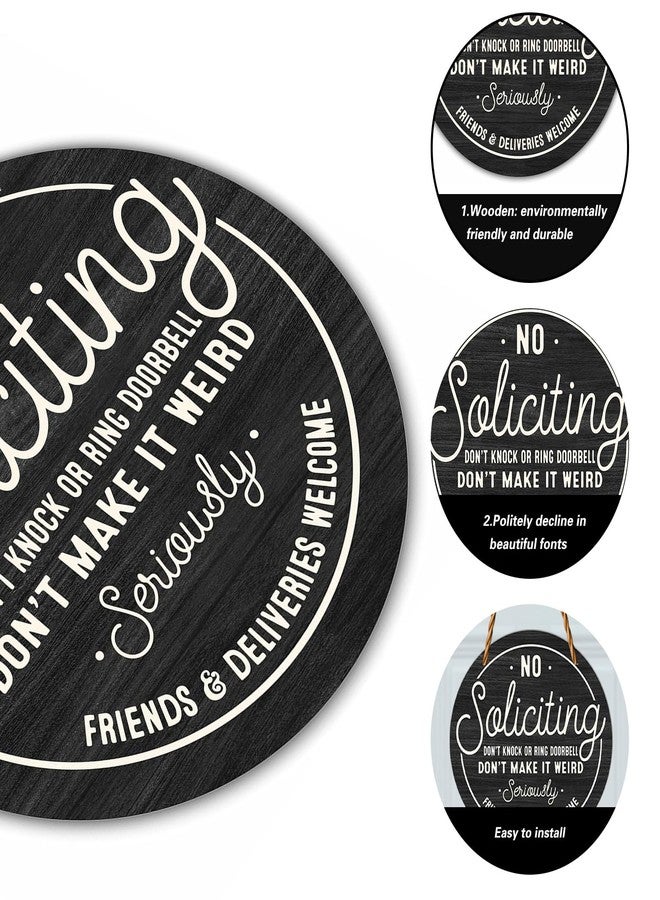 ZHYEEDAA 12 inches in diameter Wooden No Soliciting Sign for House with String,Large No Soliciting Sign for Front Door,house decor,Home and Front Door Visible Signage,Nice style, Polite but Firmly Direct Wording - Image 3