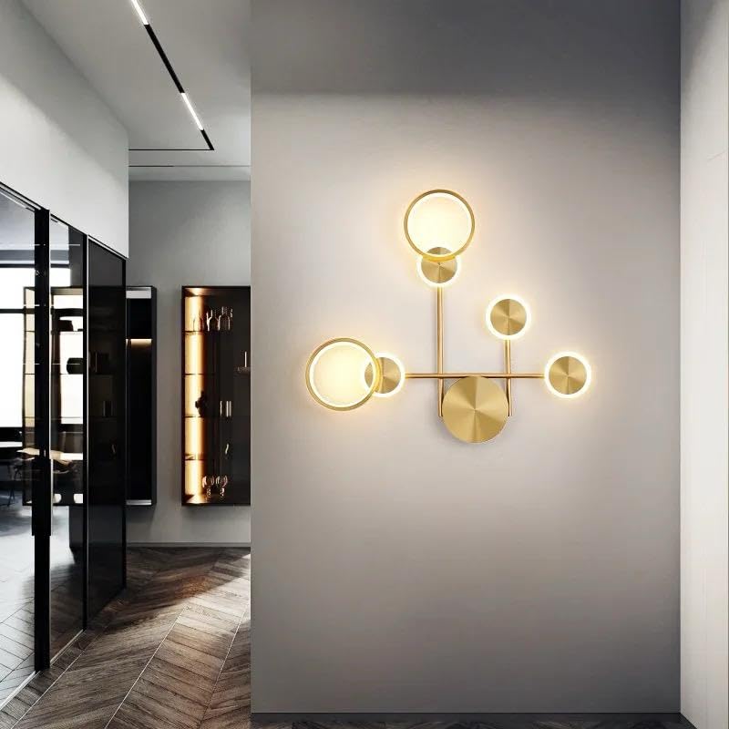 blissbells Modern Designer LED Wall Light | Gold Finish Decorative Wall Lamp with Ring Design | Luxury Wall Light for Living Room, Bedroom, Hallway & Hotel Décor - Image 2