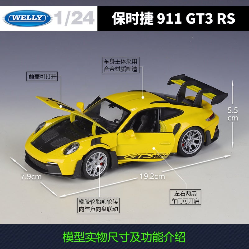 Willy Welly 1:24 Porsche 911Gt3Rs(992) Sports Car Simulation Alloy Finished Car Model - Image 3