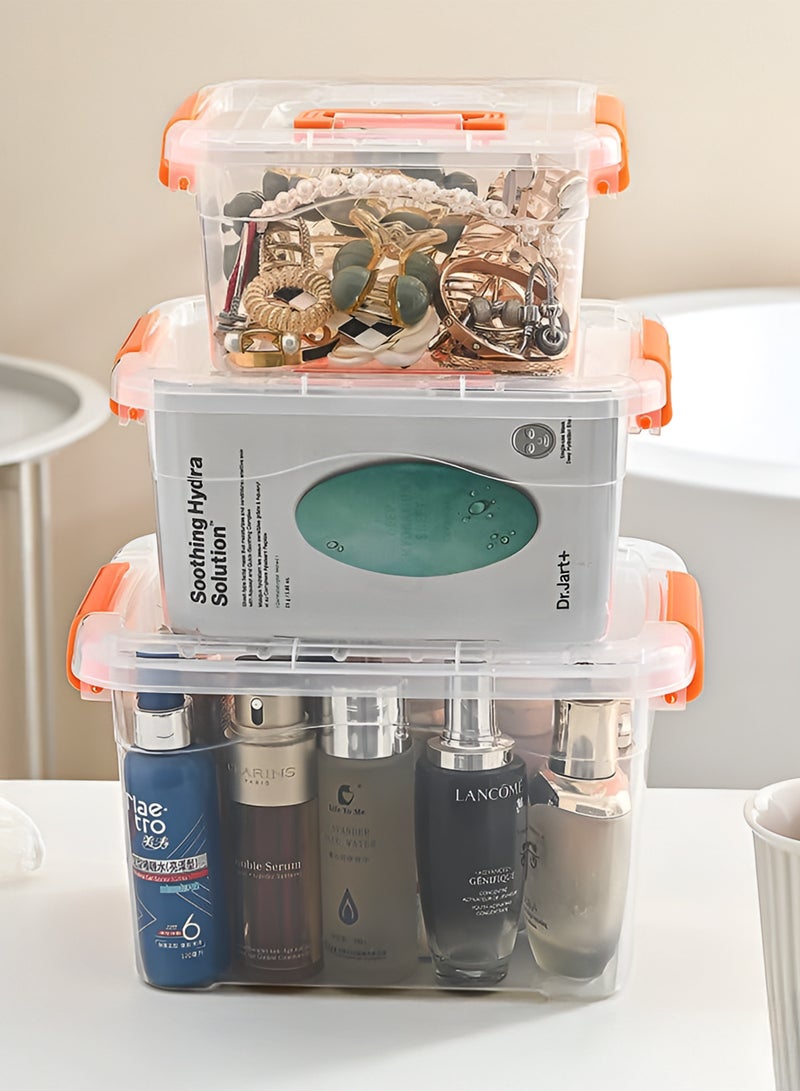 توشيونيكس صندوق تخزين بلاستيكي شفاف فاخر سعة 15 لترًا مع غطاء قابل للقفل ومقبض حمل وأقفال T114629 - صندوق منظم شفاف قابل للتكديس للملابس والألعاب والأدوات وتخزين المنزل (34×25×21 سم) - Image 5