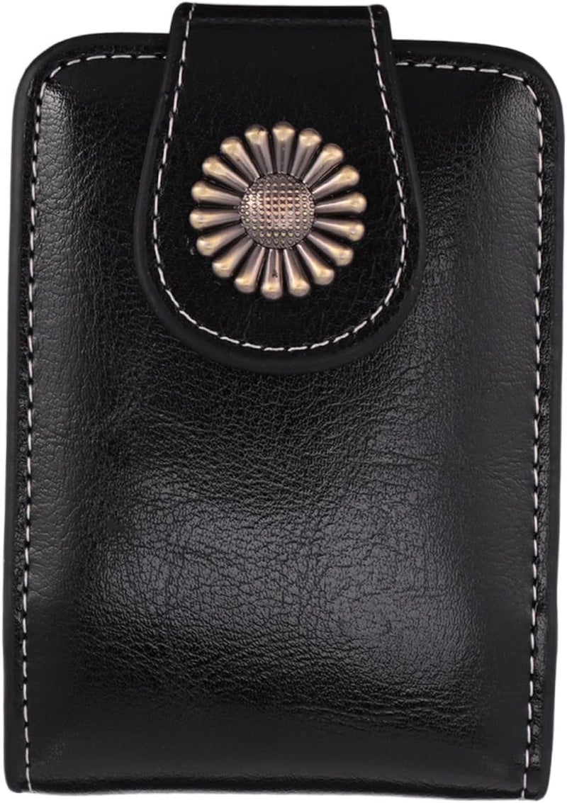 VILLCASE Small Pu Leather Lipsticks Carrying Pouch with Built-in Mirror, Portable Lipstick Case for Travel and Everyday Use, Black Compact Lip Gloss Holder for Women - Image 1