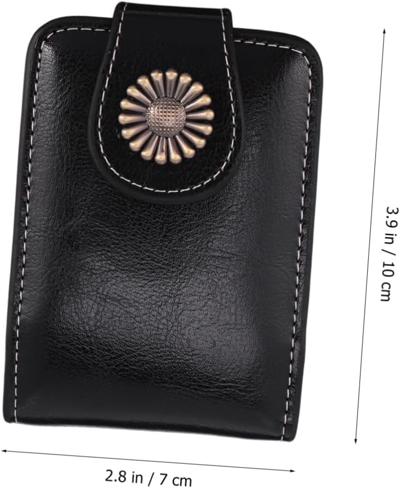 VILLCASE Small Pu Leather Lipsticks Carrying Pouch with Built-in Mirror, Portable Lipstick Case for Travel and Everyday Use, Black Compact Lip Gloss Holder for Women - Image 2