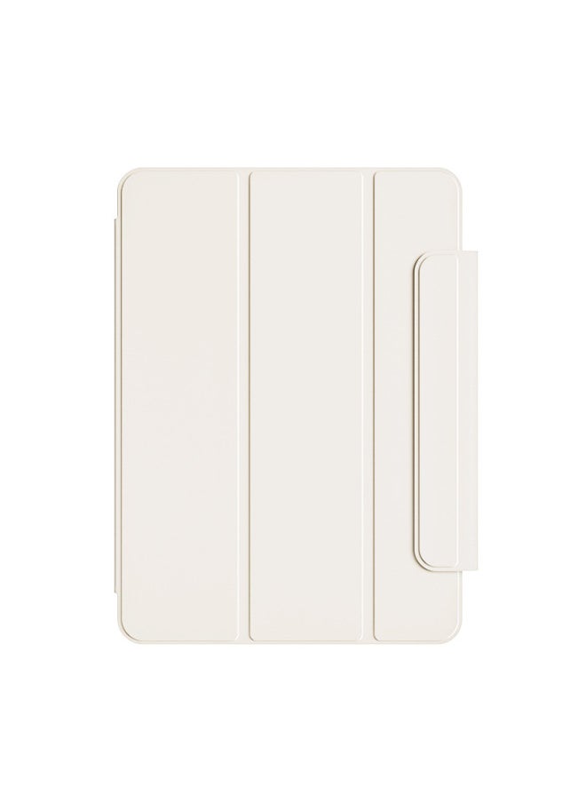 For IPadAir6/5 Protective Cover 2024 Apple Pro11 Magnetic Buckle 13 Inches 3 Y Folding Horizontal And Vertical-color:Cream White-double-sided Clip With Buckle -Applicable Models:Pro 7-13inch (M4)  - Image 1