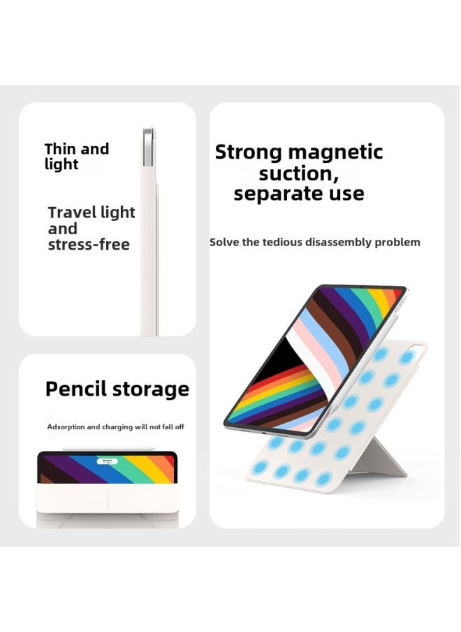For IPadAir6/5 Protective Cover 2024 Apple Pro11 Magnetic Buckle 13 Inches 3 Y Folding Horizontal And Vertical-color:Cream White-double-sided Clip With Buckle -Applicable Models:Pro 7-13inch (M4)  - Image 5