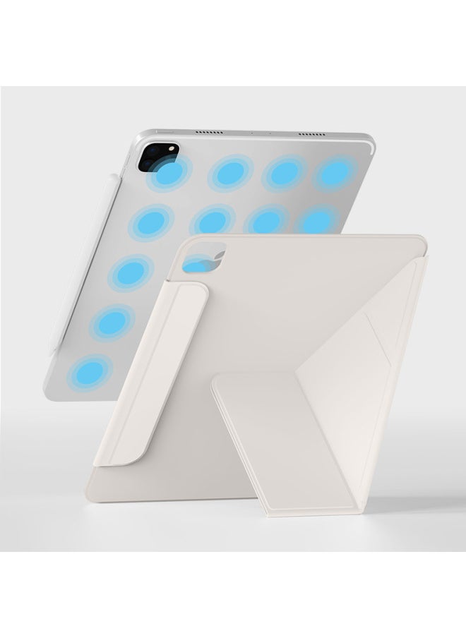 For IPadAir6/5 Protective Cover 2024 Apple Pro11 Magnetic Buckle 13 Inches 3 Y Folding Horizontal And Vertical-color:Cream White-double-sided Clip With Buckle -Applicable Models:Pro 7-13inch (M4)  - Image 3