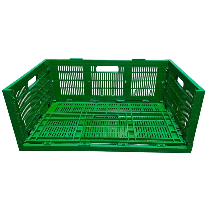 SINGHAL Storage Crates Stackable Plastic Container Foldable Basket Multipurpose 500x325x200 mm Green - Image 3