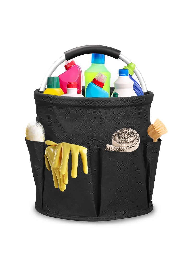 17L Portable Cleaning Bucket Organiser, 6 Pockets Foldable Cleaning Caddy with Handle Wearable Cleaning Caddy Bag for Outdoor Camping Garden Harvest Basket Home Bathroom Storage - Image 1
