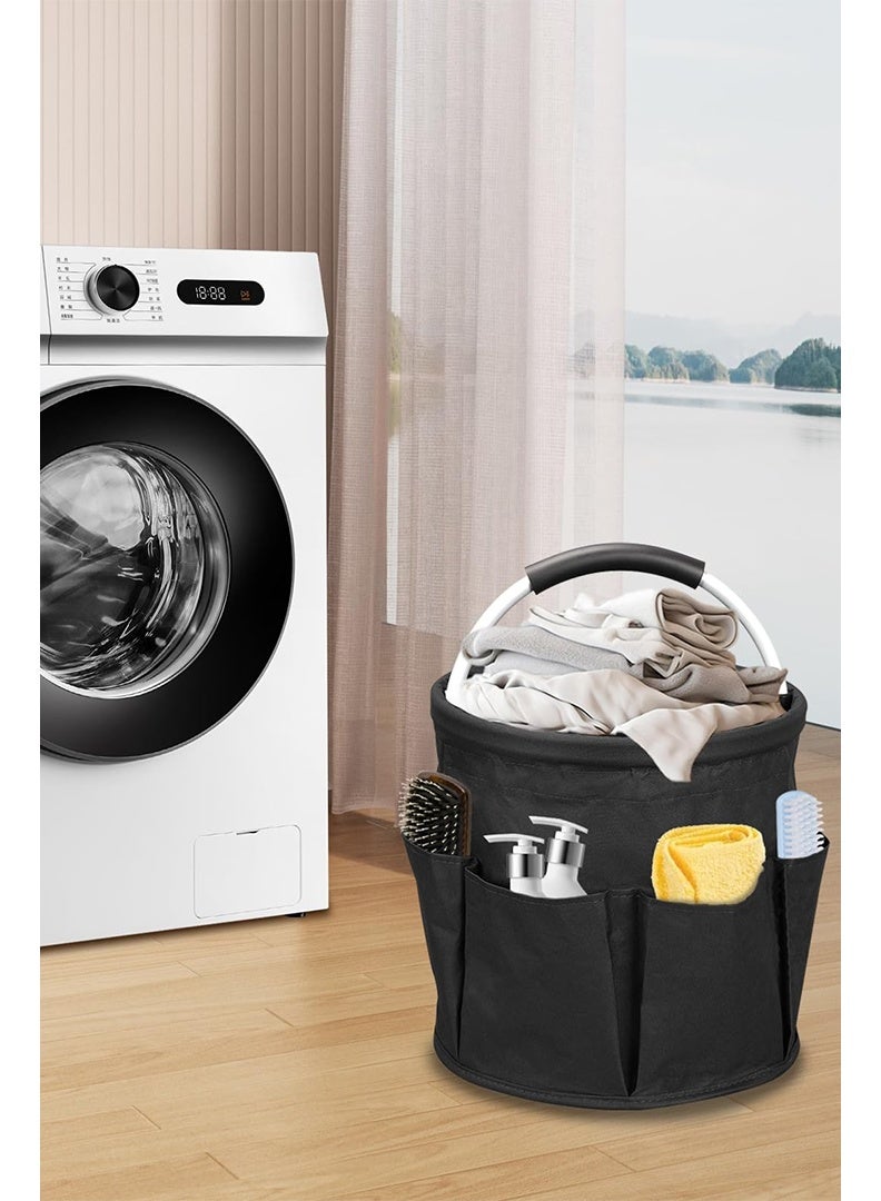 17L Portable Cleaning Bucket Organiser, 6 Pockets Foldable Cleaning Caddy with Handle Wearable Cleaning Caddy Bag for Outdoor Camping Garden Harvest Basket Home Bathroom Storage - Image 3