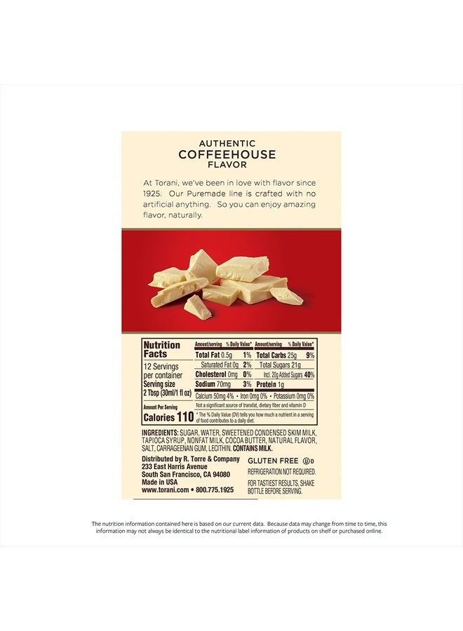 Torani Puremade Sauce, White Chocolate, 16.5 Ounces (Pack of 4) - Image 3