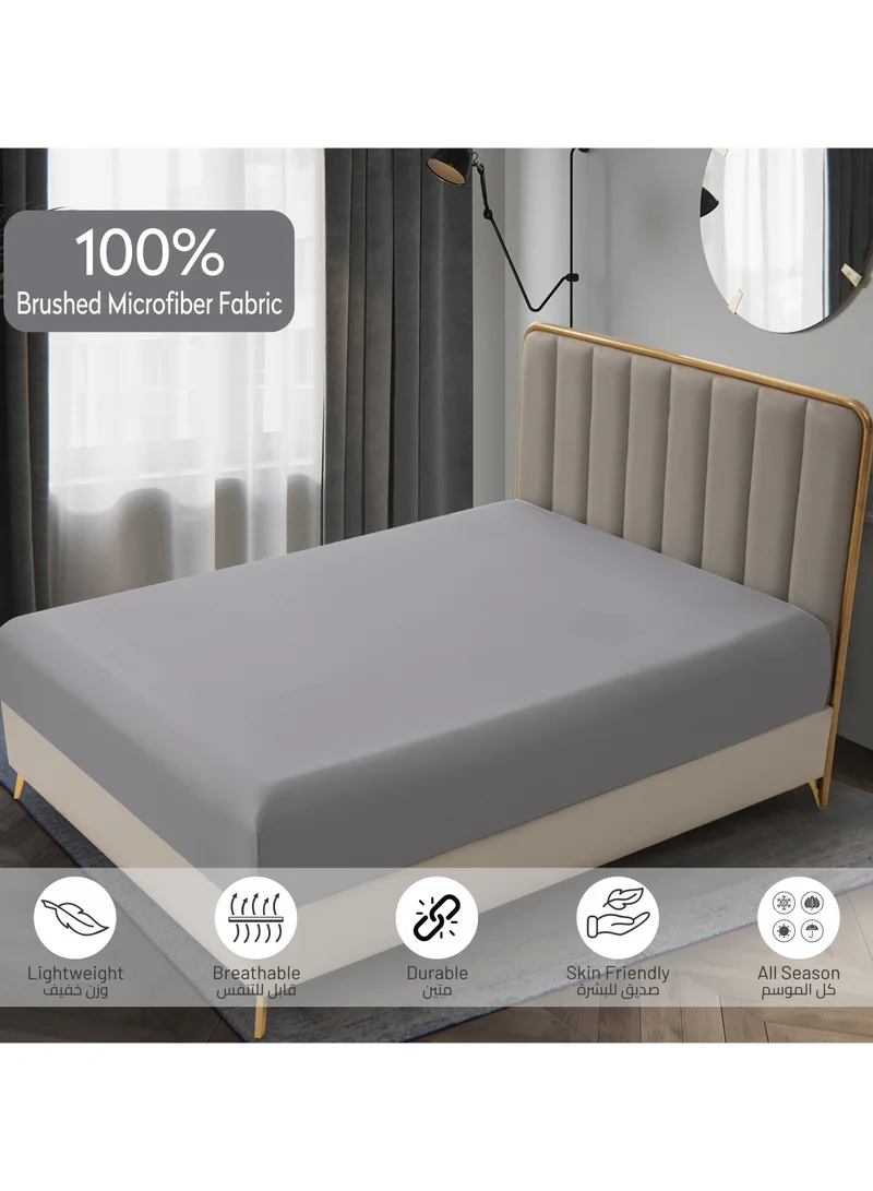 Donetella Bedding Fitted Sheet - Fits 200x200 Cm For Super King Bed - 3 Pcs (1 Fitted Sheet and 2 Pillowcases) - 35 Cm Deep Pocket - Solid Bed Sheet
