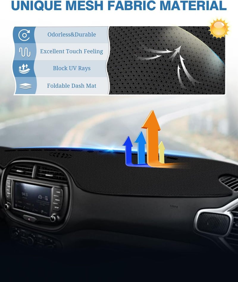 FIILINES Dash Cover for 2014-2019 Kia Soul - Nonslip Mesh Protector - Image 5