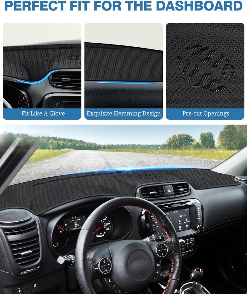 FIILINES Dash Cover for 2014-2019 Kia Soul - Nonslip Mesh Protector - Image 4