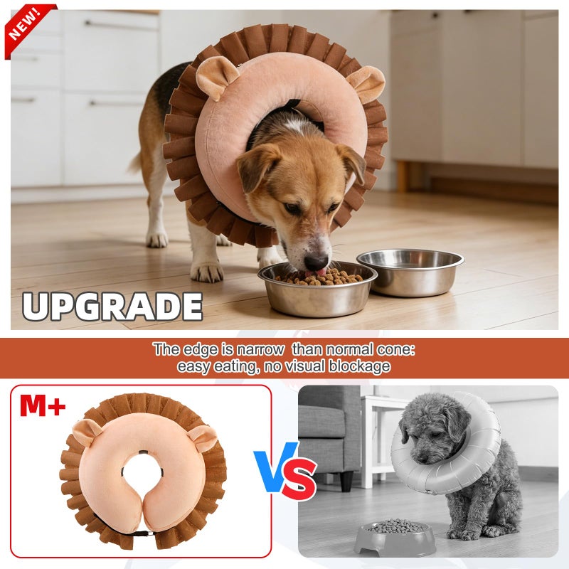 KOOLTAIL Inflatable Dog Cone Collar, Soft Donut E Collar for Dogs After Surgery to Stop Licking Enhanced Alternative, Blow Up Pet Neck Pillow Recovery Adjustable Cone for Dog Cat, Lion M - Image 4