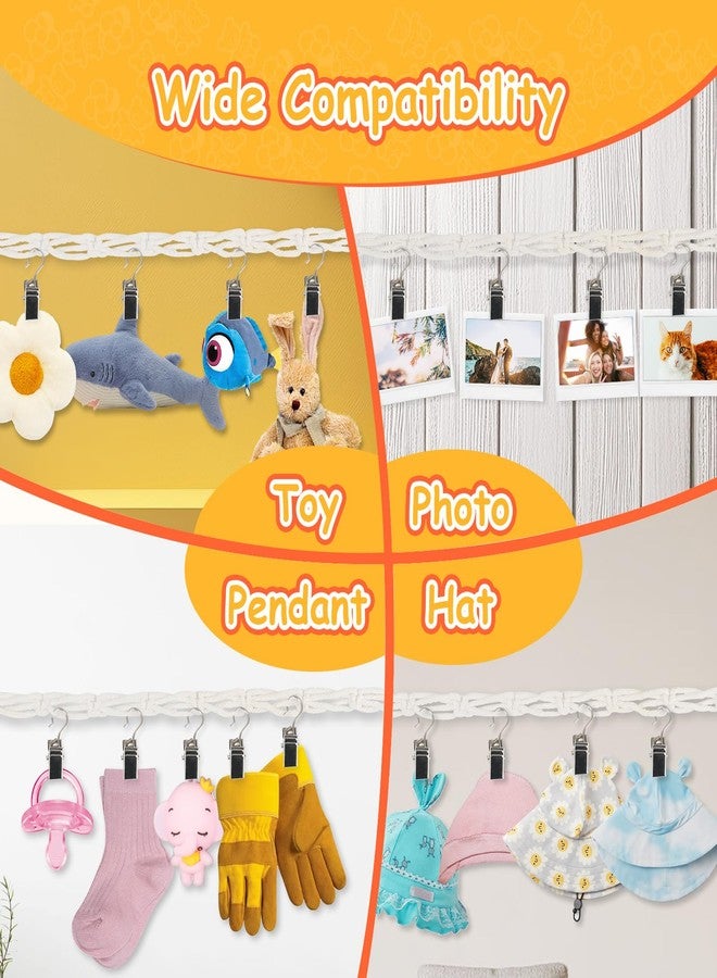 Munzong Stuffed Animal Storage Chain 80 Inch, 4pcs Beige Hanging Stuff Animals organizer, Cotton Toy Display Chain with 80 Clips, Toys Organizers Holder for Room Wall Corner Decor - Image 4