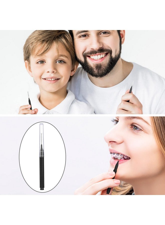 Patelai 100 Pieces Braces Brush for Cleaner Interdental Brush Toothpick Dental Tooth Flossing Head Oral Dental Hygiene Flosser Toothpick Cleaners Tooth Cleaning Tool (Black) - Image 5
