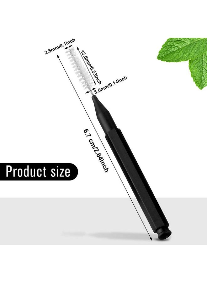 Patelai 100 Pieces Braces Brush for Cleaner Interdental Brush Toothpick Dental Tooth Flossing Head Oral Dental Hygiene Flosser Toothpick Cleaners Tooth Cleaning Tool (Black) - Image 2