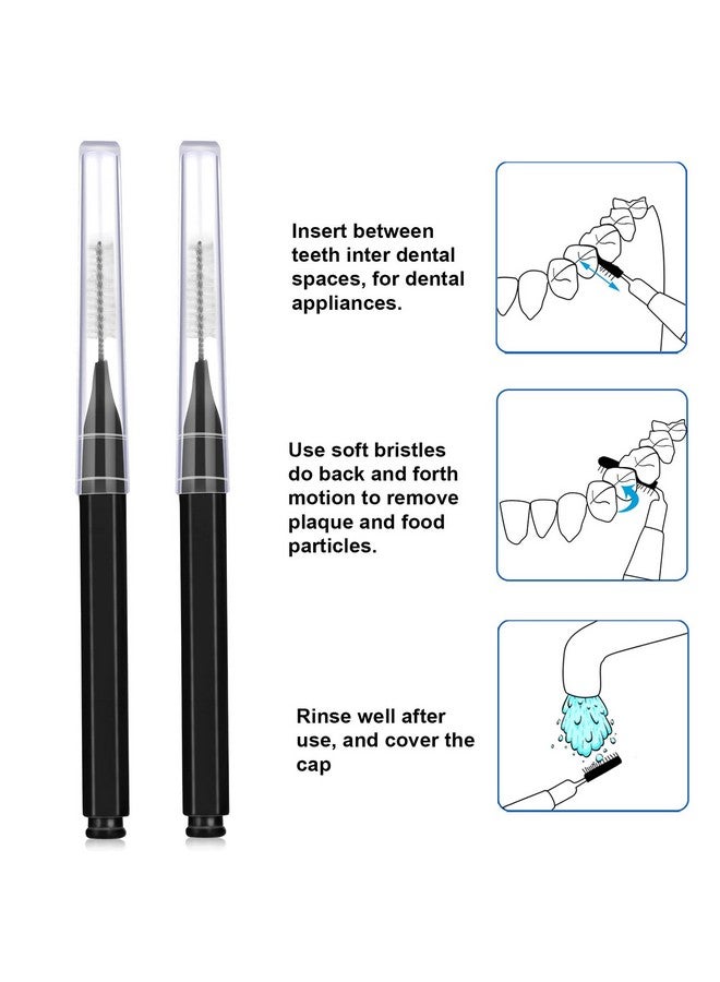 Patelai 100 Pieces Braces Brush for Cleaner Interdental Brush Toothpick Dental Tooth Flossing Head Oral Dental Hygiene Flosser Toothpick Cleaners Tooth Cleaning Tool (Black) - Image 3
