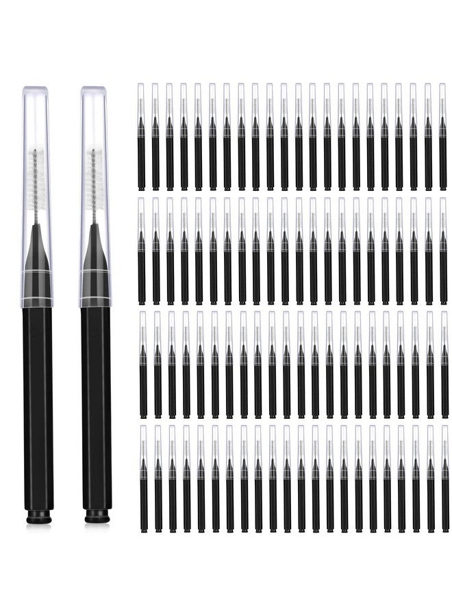 Patelai 100 Pieces Braces Brush for Cleaner Interdental Brush Toothpick Dental Tooth Flossing Head Oral Dental Hygiene Flosser Toothpick Cleaners Tooth Cleaning Tool (Black) - Image 1