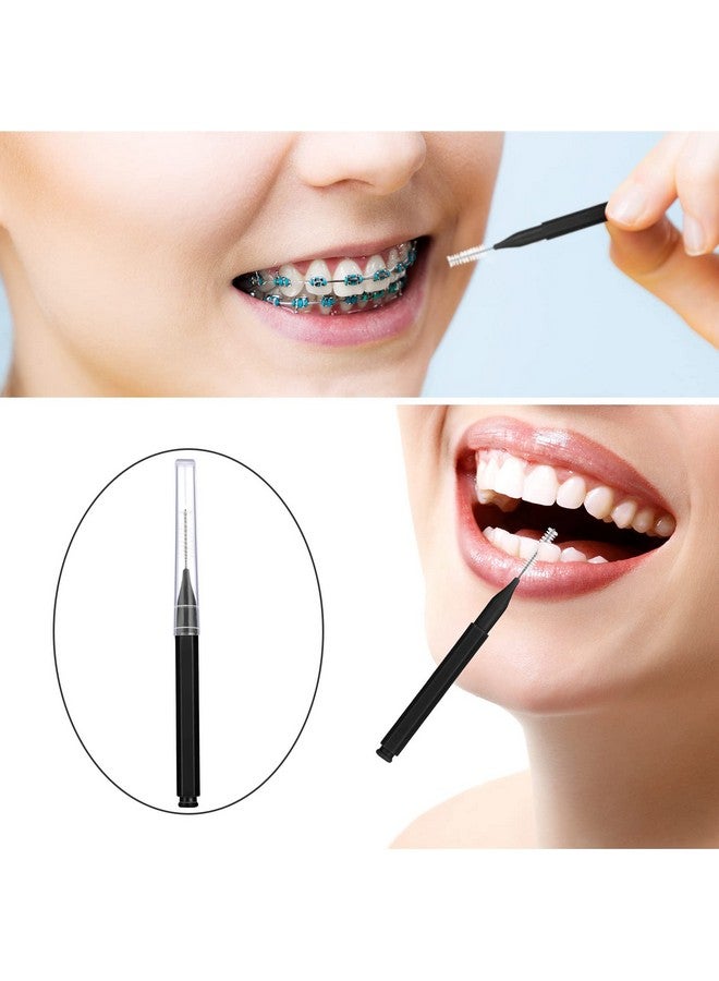Patelai 100 Pieces Braces Brush for Cleaner Interdental Brush Toothpick Dental Tooth Flossing Head Oral Dental Hygiene Flosser Toothpick Cleaners Tooth Cleaning Tool (Black) - Image 4