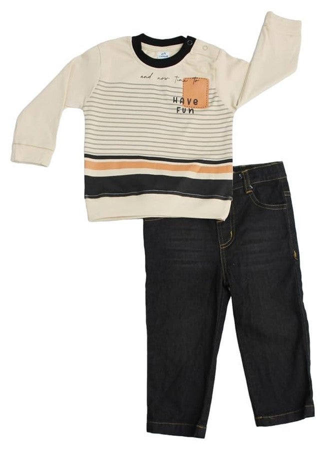 دولار طقم تيشيرت وبنطال للأطفال الرضع من دولار جونيور (KWRN10007_9-12M) متعدد الألوان - Image 1