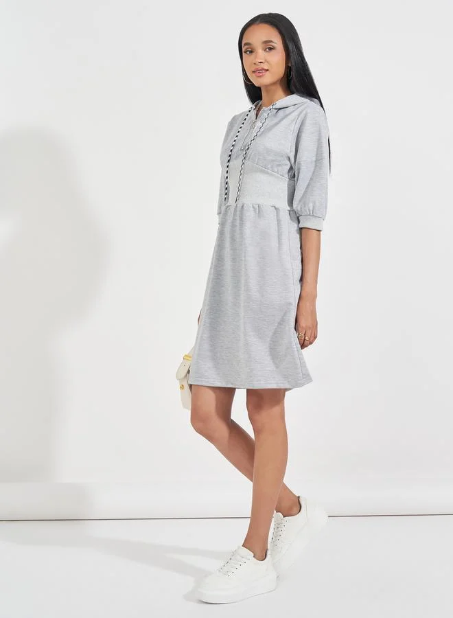 Styli Hooded Waist Detail Dress