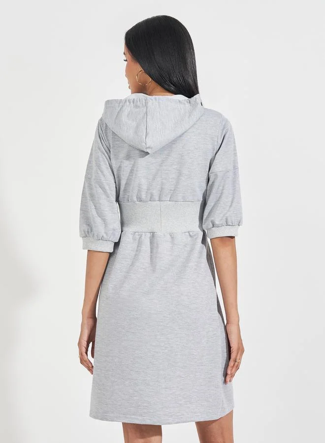 Styli Hooded Waist Detail Dress