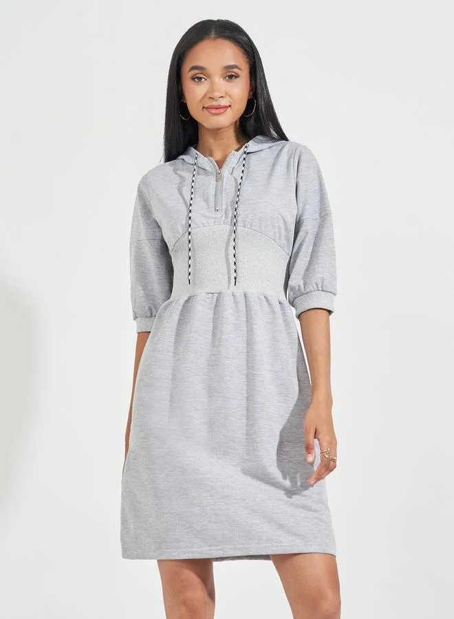 Styli Hooded Waist Detail Dress