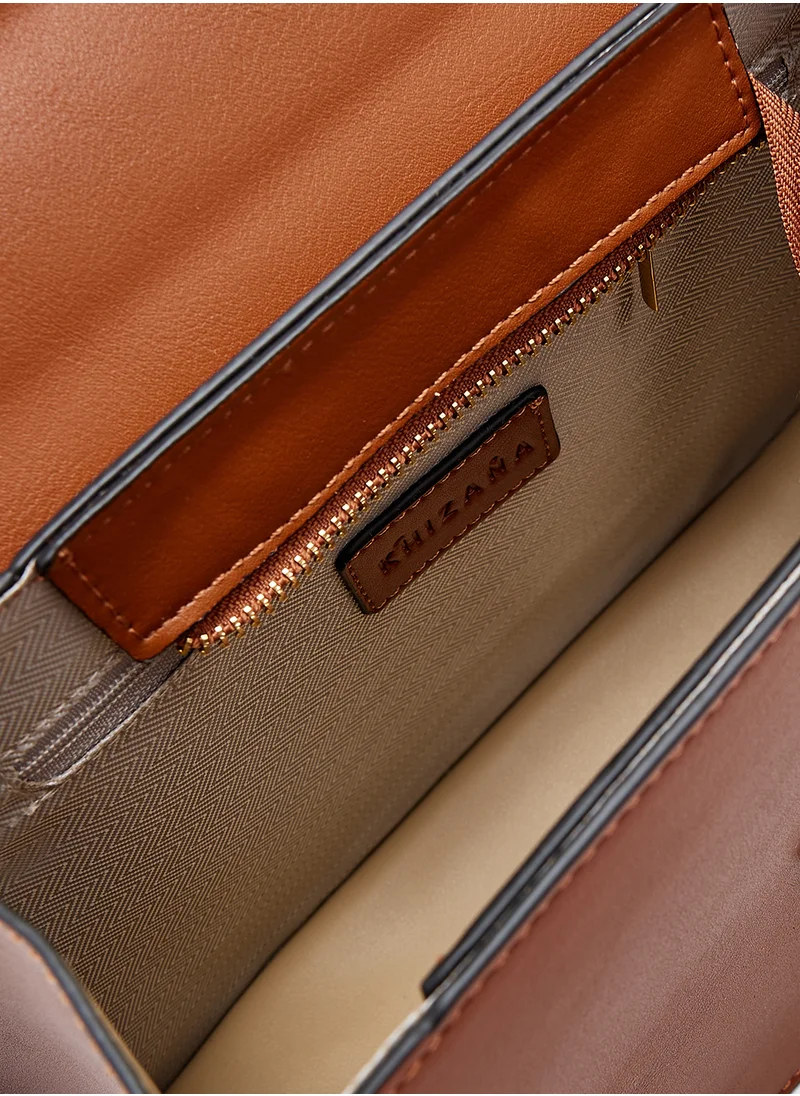 Khizana Croc Panel Satchel Bag With Clasp